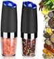Gravity Electric Grinder set of 2,Automatic Pepper and Salt Mill Grinder with Blue LED LIGHT,Electric Pepper Mill with Adjustable Coarseness,Refillable,salt and pepper shaker,pepper grinder