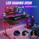 140CM Gaming Desk Computer Office Desktop Racer Table RGB LED Carbon Fiber Wireless USB Charger