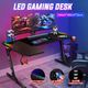 140CM Gaming Desk Computer Office Racer Table Desktop RGB LED Carbon Fiber USB Wireless Charger