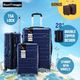 3 Piece Luggage Set Travel Carry On Hard Suitcases Trolley Lightweight with 2 Covers and TSA Lock Navy Blue