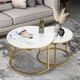 White Sofa Side Table Marble Round Coffee End Plant Stand Nightstand Table x2