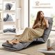 Floor Sofa Bed Lounge Recliner Chair Chaise Couch Adjustable Folding with Pillow Pedal Grey