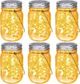 Hanging Mason Jar Solar Lights 6 Pack 20 LEDs IPX6 Waterproof Fairy Lights with Jars and Hangers Warm Light Color
