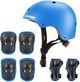 Kids Helmet Pad Set 3-14 yrs Ages Blue Adjustable Kids Roller Skateboard Bike Helmet Knee & Elbow Pads Wrist Guards