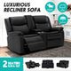 2 Seater Recliner Sofa Armchair Lounge Chairs Couch PU Leather Adjustable Footrest Backrest Living Room Bedroom Black