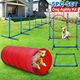 Petscene Dog Agility Equipment 5PC Set Obstacle Course Pet Training Kit Supplies Jump Hurdle Tunnel Poles Pause Box Carrying Bags