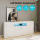 White Cupboard Sideboard Buffet Entertainment Centre Storage Cabinet LED TV Unit Console Table Stand High Gloss Front 180cm 4 Doors