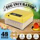 Petscene 48 Eggs Incubator Automatic Turner Hatcher Egg Hatching Incubating Machine Brooder Humidity Temperature Control