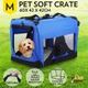 Soft Dog Crate Cat Carrier Portable Pet Travel Cage Foldable Kennel Waterproof Royal Blue M