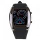 Cool Car Meter Dial Unisex Blue Flash Dot Matrix LED Racing Watch Black