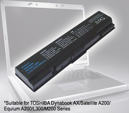Rechargeable Lithium-Ion Replacement Battery PA3534U-1BRS 10.8V 44Wh for Toshiba Dynabook AX/53 / AX/54 / AX/55 / EX / Satellite TX/65 / TX/66 / TX/67 / TX/68 / Equium A200 / L300 / A200 / A205 / A210 / A215 / A300 / A300D / A305 / A305D / A35 - Black
