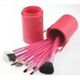 13pcs Professional Makeup Brush Set Cosmetic Brush Kit Makeup Tool with Cup Holder Case Pink