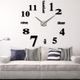 Modern DIY Wall Clock Creative Large Watch Decor Stickers Set Mirror Effect Acrylic Glass Decal Home Removable Decoration Black
