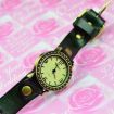 Simple Style Leather Bangle Wrap Watch Bracelets Wrist Quartz Watch Black