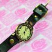 Simple Style Leather Bangle Wrap Watch Bracelets Wrist Quartz Watch Black