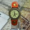 Vintage Punk Male Female Orange Bracelet Leather Strap Knit Wrap Around Quartz Wrist Watch