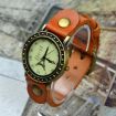 Vintage Punk Male Female Orange Bracelet Leather Strap Knit Wrap Around Quartz Wrist Watch