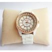 White Classic Stylish Silicon Crystal Men and Women Jelly Watch