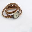 Male Female Vintage Square Rivet Decorating Quartz Wrist Watch leather Wrap Strap Bracelet Wrist Watch Orange