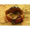 Women's Orange Watchband Delicate All Match Rose carving Wrap Around Leather Wrist Watch