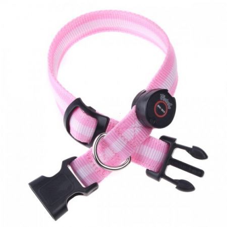 LUD LED Dog Pet Flashing Light Up Safety Collar Pink