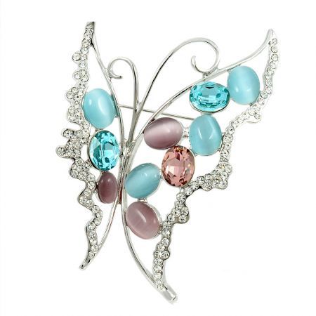 White K Butterfly Brooch w/ Swarovski Crystallized Style Opal Jewellery