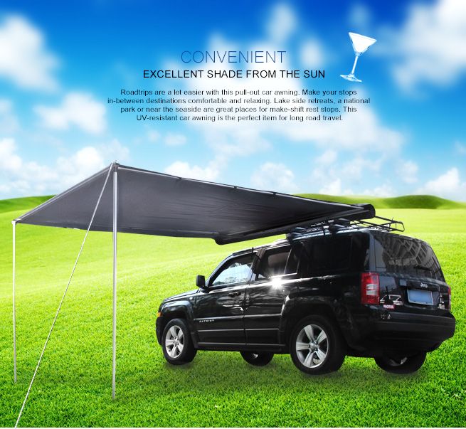 25m X 3m Grey Pull Out Car Awning Outdoor Living Tent Shades
