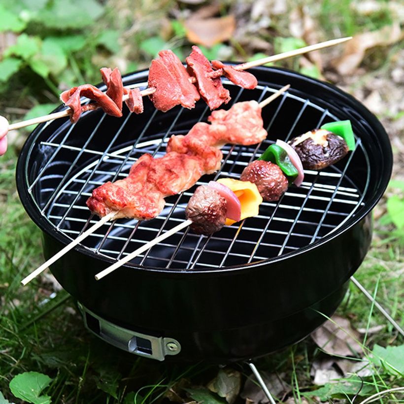 Portable BBQ Grill Round Barbecue Rack Stainless Steel Mini BBQ Charcoal Grill Camping Barbecue Tool Charcoal Grill For Camping Crazy Sales