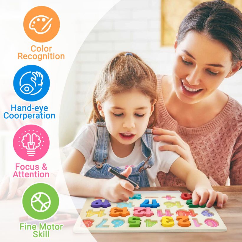 Wooden Shape/ Number/ Alphabet Puzzle Developmental Toys For Baby Toddlers