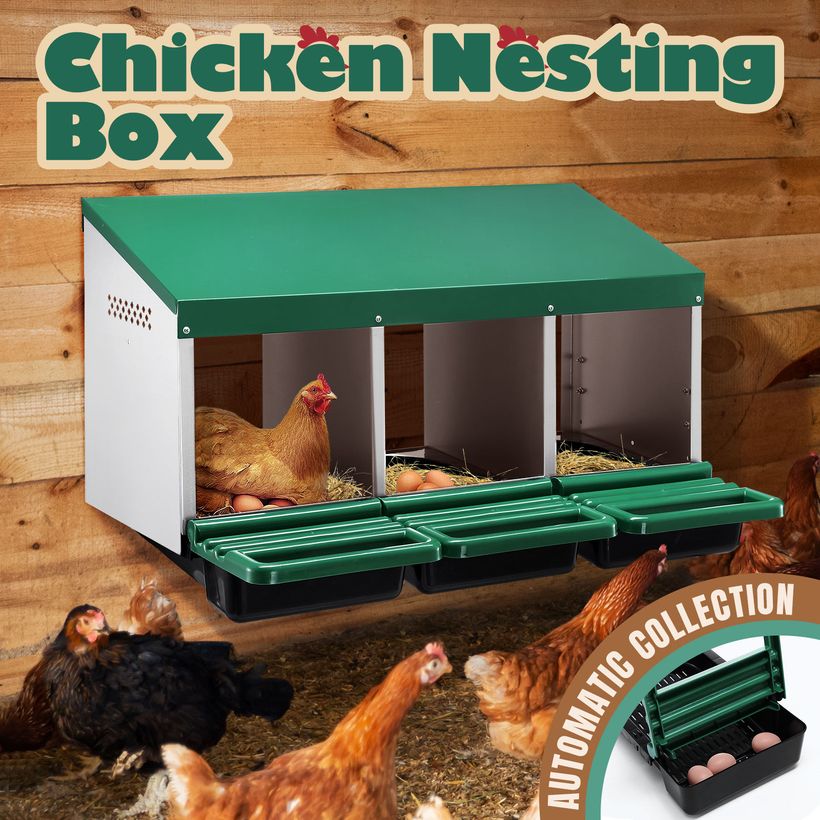 Galvanized Steel Chicken Laying Box 8 Hole Metal Chicken Nesting Box ...