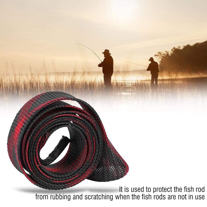 Casting Rod Sleeve Fishing Rod Sleeve Protector  67 Inch Braided Mesh Rod  Sock, Buy 3 Get 1 Free Deal (Heavy Duty, Elastic Band) Fishing Rod Straps