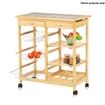 Wooden Kitchen Storage Trolley w/ Wine Rack