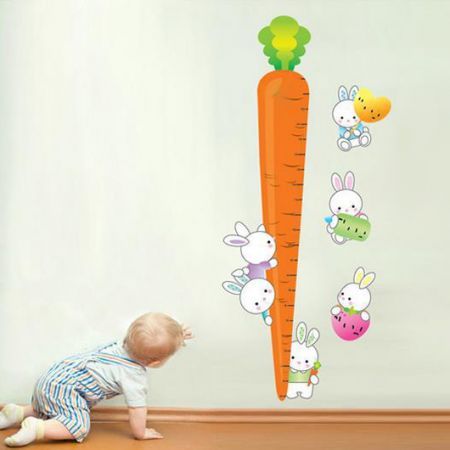 Rabbits Carrots Height Chart Measurement Wall Stickers Vinyl Decal Nursery Decor