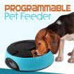 6 Compartment Programmable Pet Feeder with Recordable Message and Built-In Microphone Blue