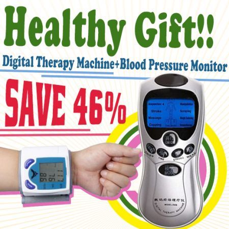 8 Modes Full Body Digital Therapy Machine Vibrate Relaxing Acupuncture Massager + Free Blood Pressure Monitor