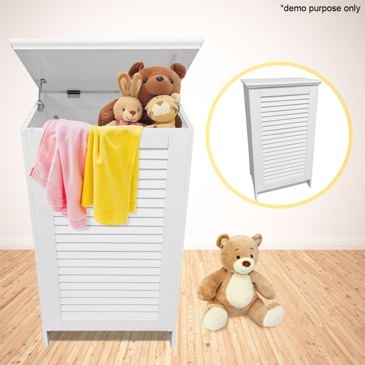 Wooden Laundry Hamper White
