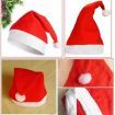 5 Pcs Christmas White Hem Red Fleece Santa Claus Hat for Adult