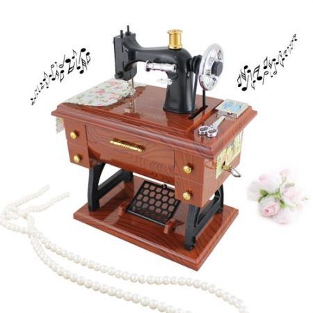 LUD Vintage Mini Treadle Sewing Machine Design Mechanical Music Box