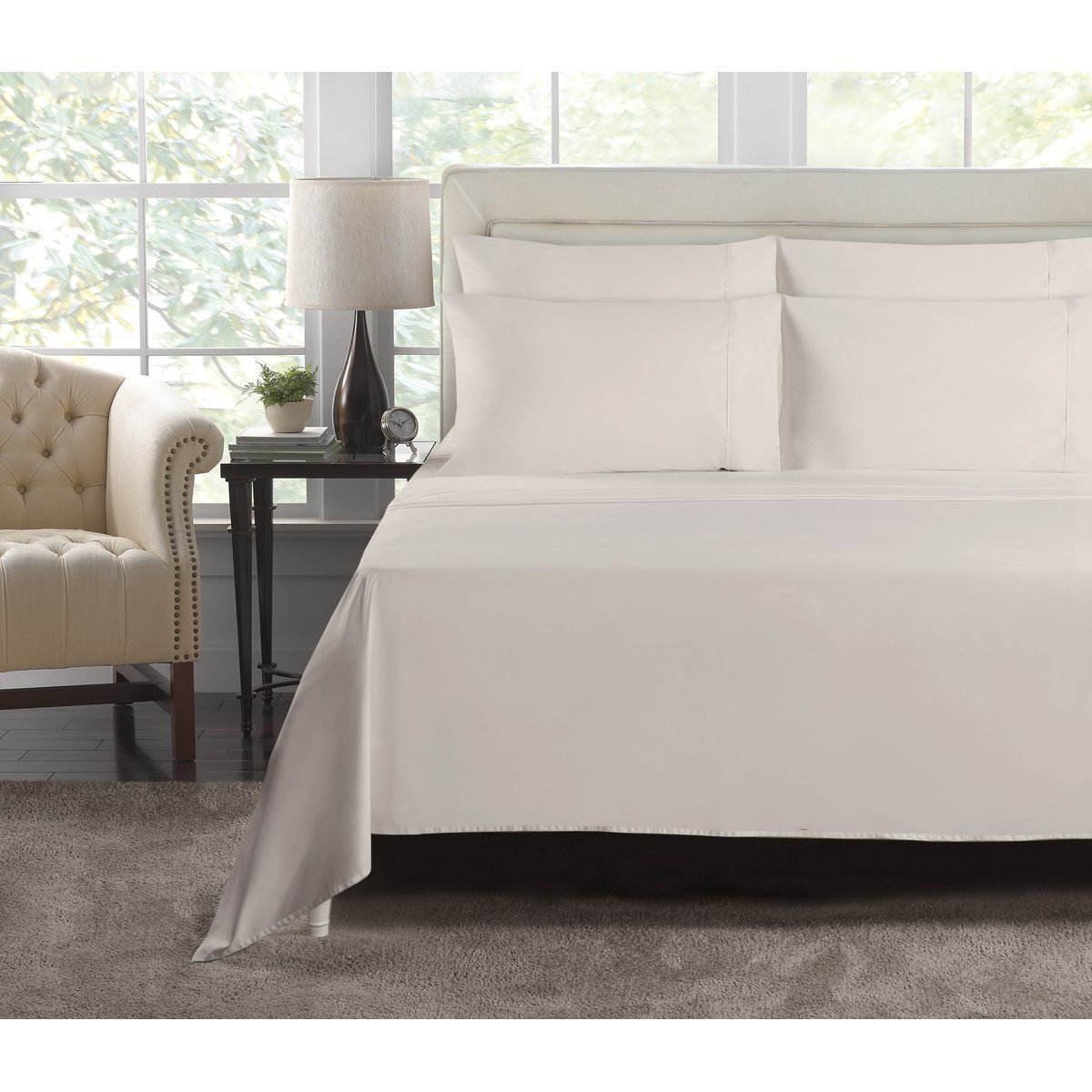 Queen Bed Cream 1000 Thread Count Luxury Fitted Sheet Set