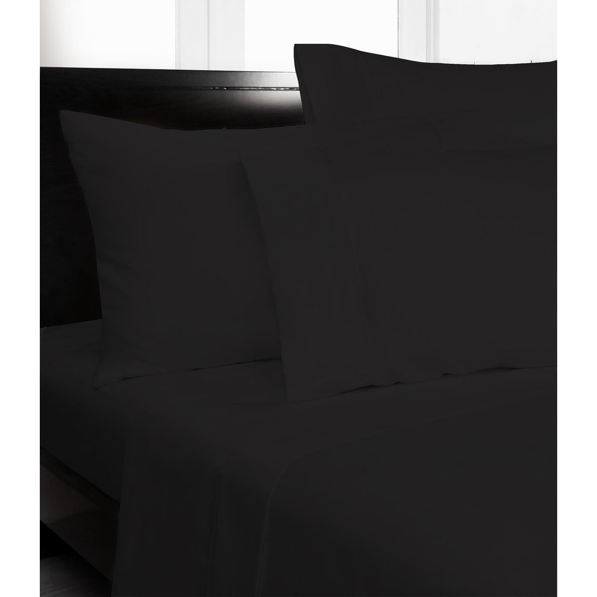 Queen Bed Microfibre Black Fitted Sheet Combo Pack