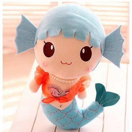 Cute Mermaid Sea Maid Doll Plush Doll Toy Collection Decoration Plaything for Kids Children Blue