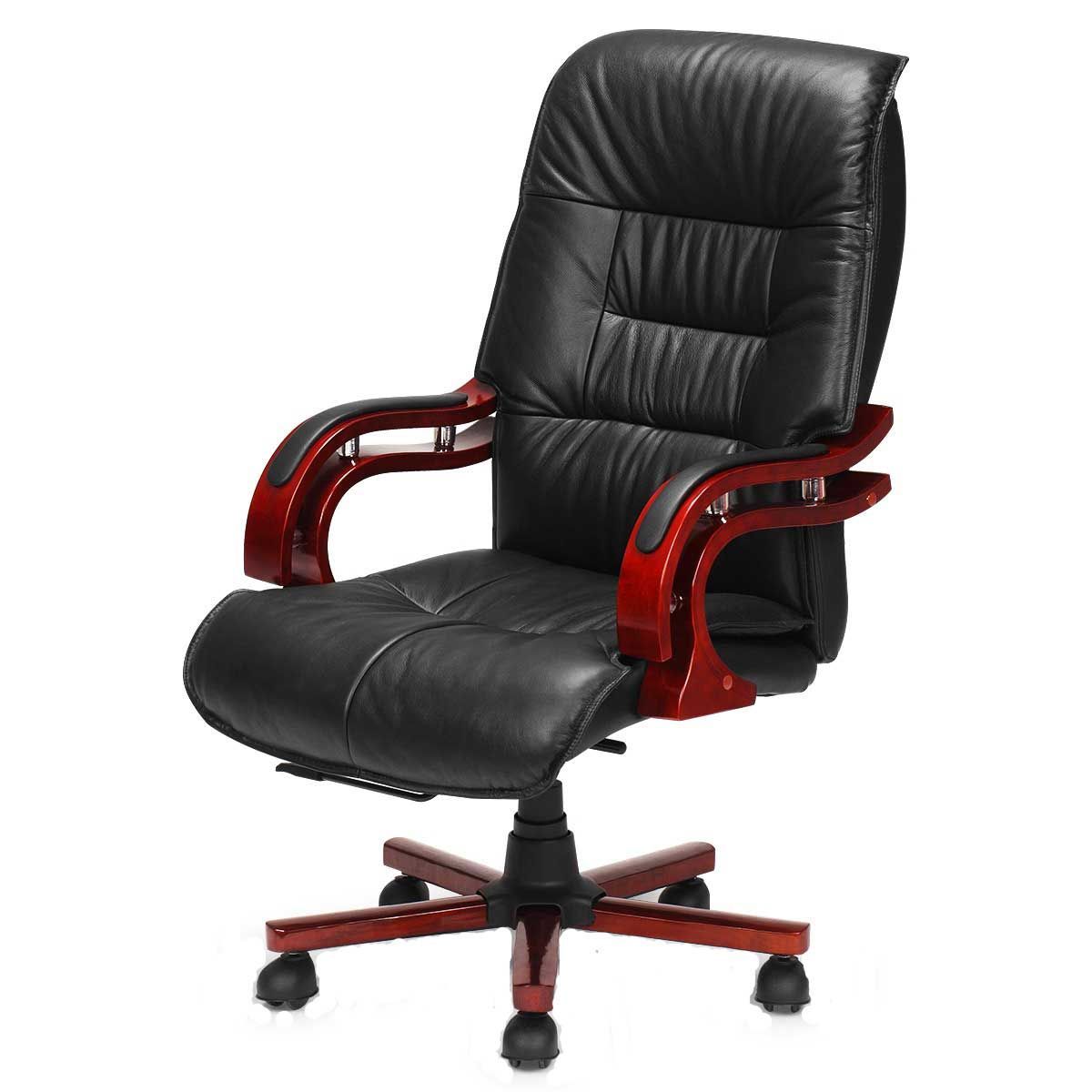 Black Genuine Leather High Back Office Chair | Crazy Sales
