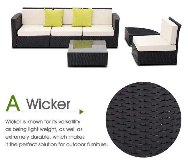 6pc Black Wicker Lounge Furniture Set Crazy Sales