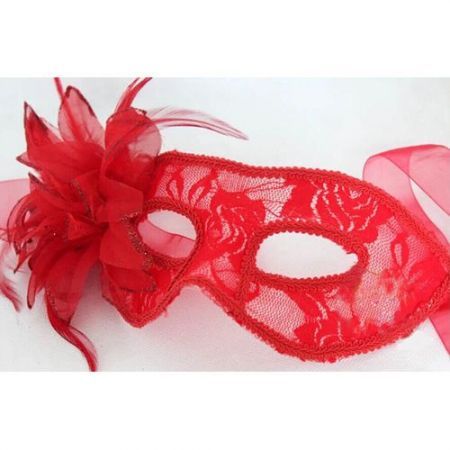 Halloween Christmas Masquerade Party Hollow Out Lace Flower Red