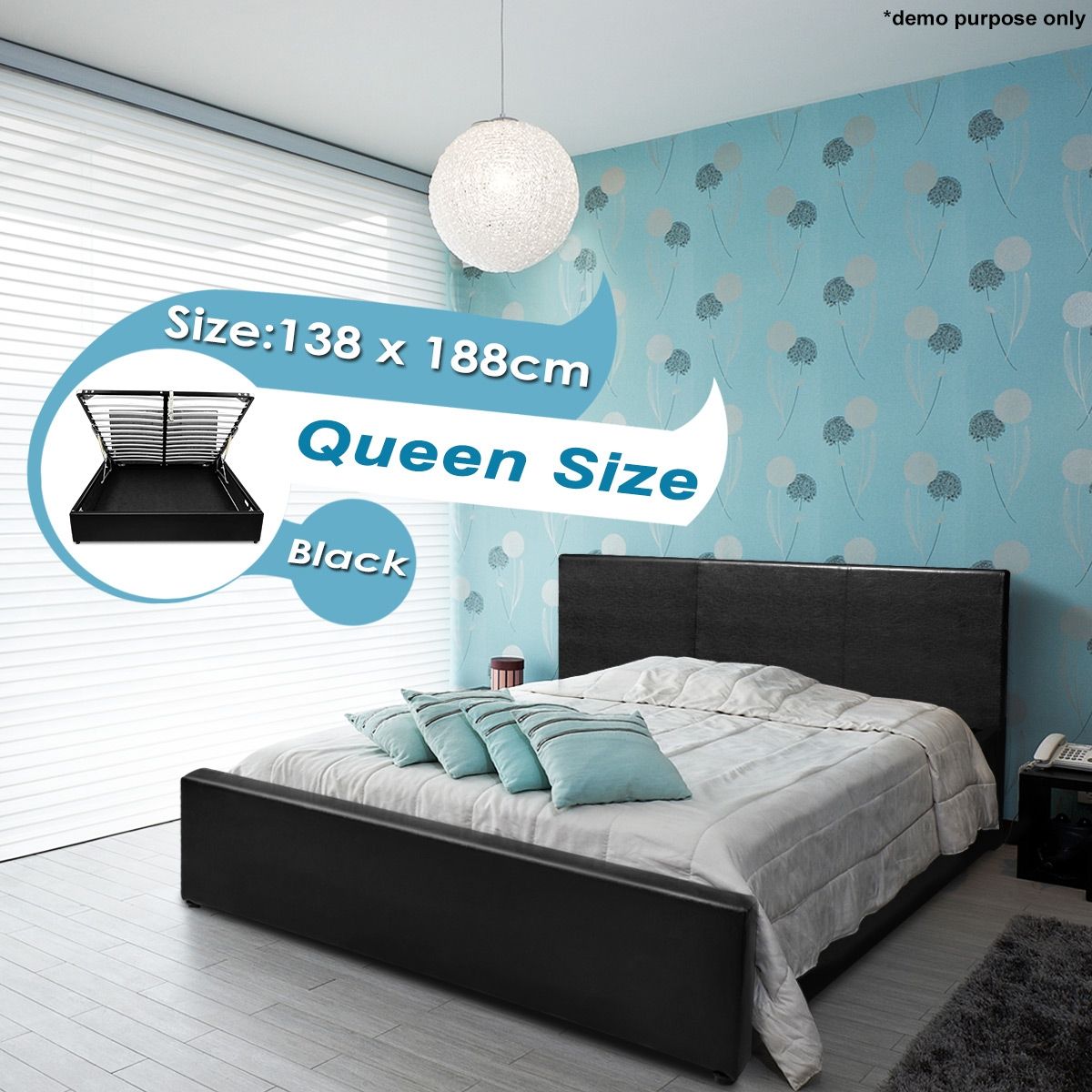 Black Gas Lift Storage Bed Queen