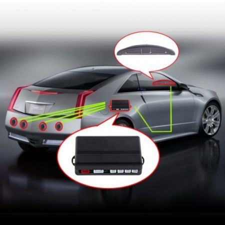 4 Parking Sensors LED Car Reverse Backup Radar Kit