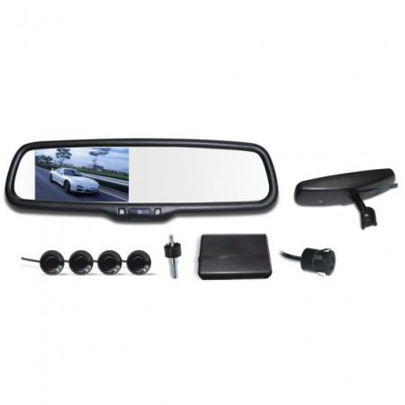 12V 4 Parking Sensors 4.3" LCD Display Camera Video Car Rearview Mirror Reverse Radar System