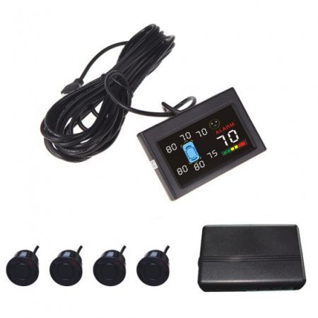 12V 4 Parking Sensors Colorful LCD Screen Car Reverse Backup Radar System Kit with Voice Alarm