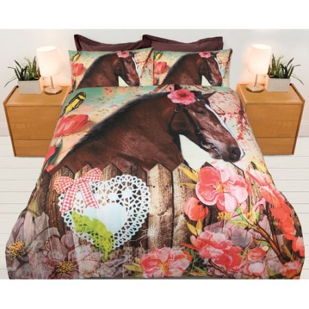 Single Bed Horse Quilt Cover Set Crazy Sales