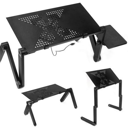 Free Shipping! Portable Laptop Stand Desk Table Tray with Cooling Fan & Mouse Pad